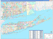 Nassau-Suffolk Metro Area Wall Map Color Cast Style
